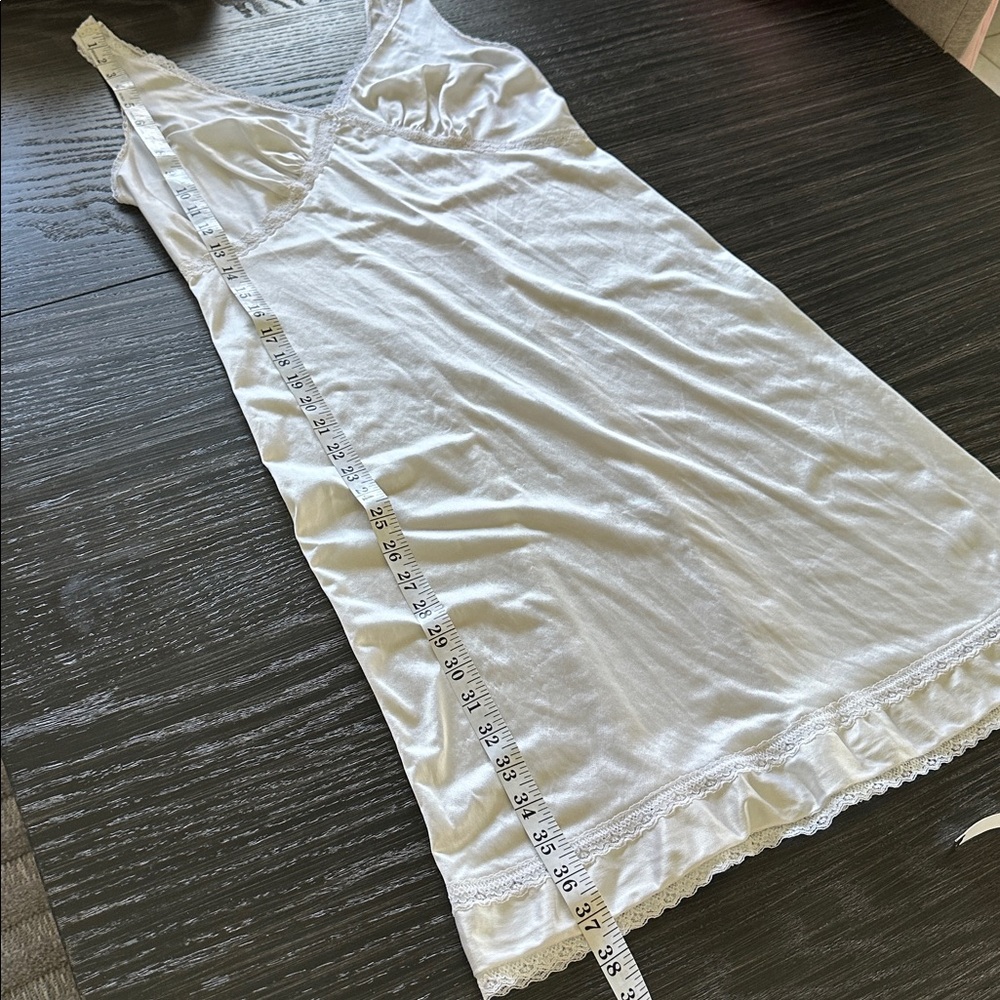 Vintage Sears Nylon Lace Slip Dress in White Made in USA Paper Tag, L - Picture 8 of 9